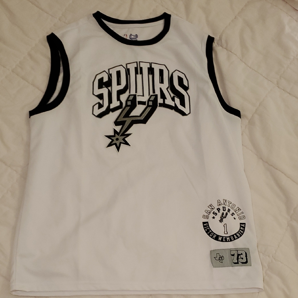 NBA San Antonio Spurs White & Black Sleeveless Jersey Top Victor Wembanyama
